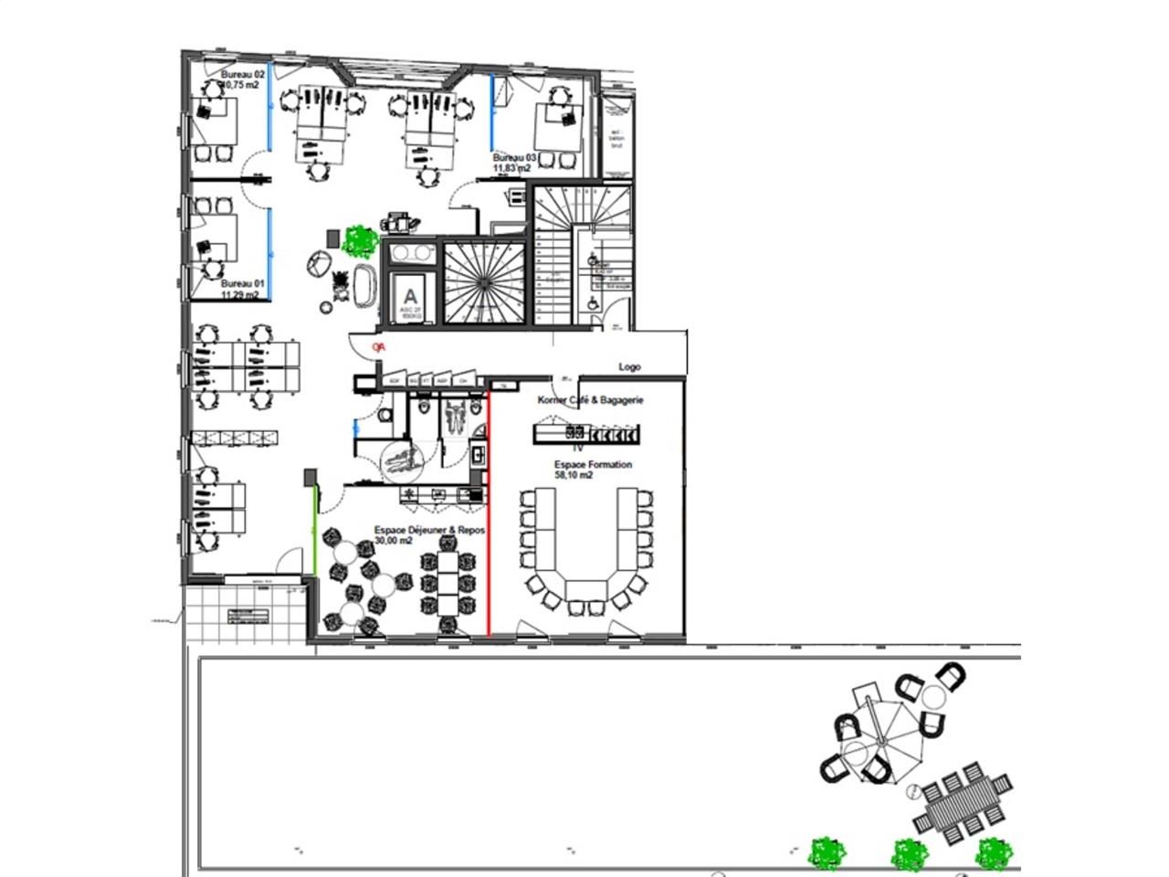 Location bureaux 255 m² divisibles à partir de 67 m²