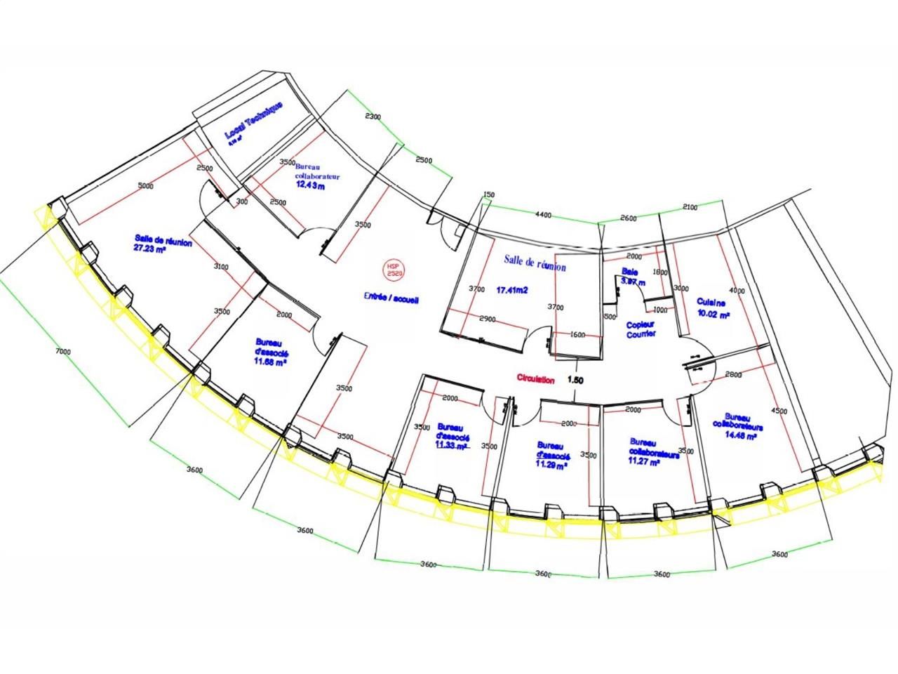 Location bureaux 250 m² non divisibles