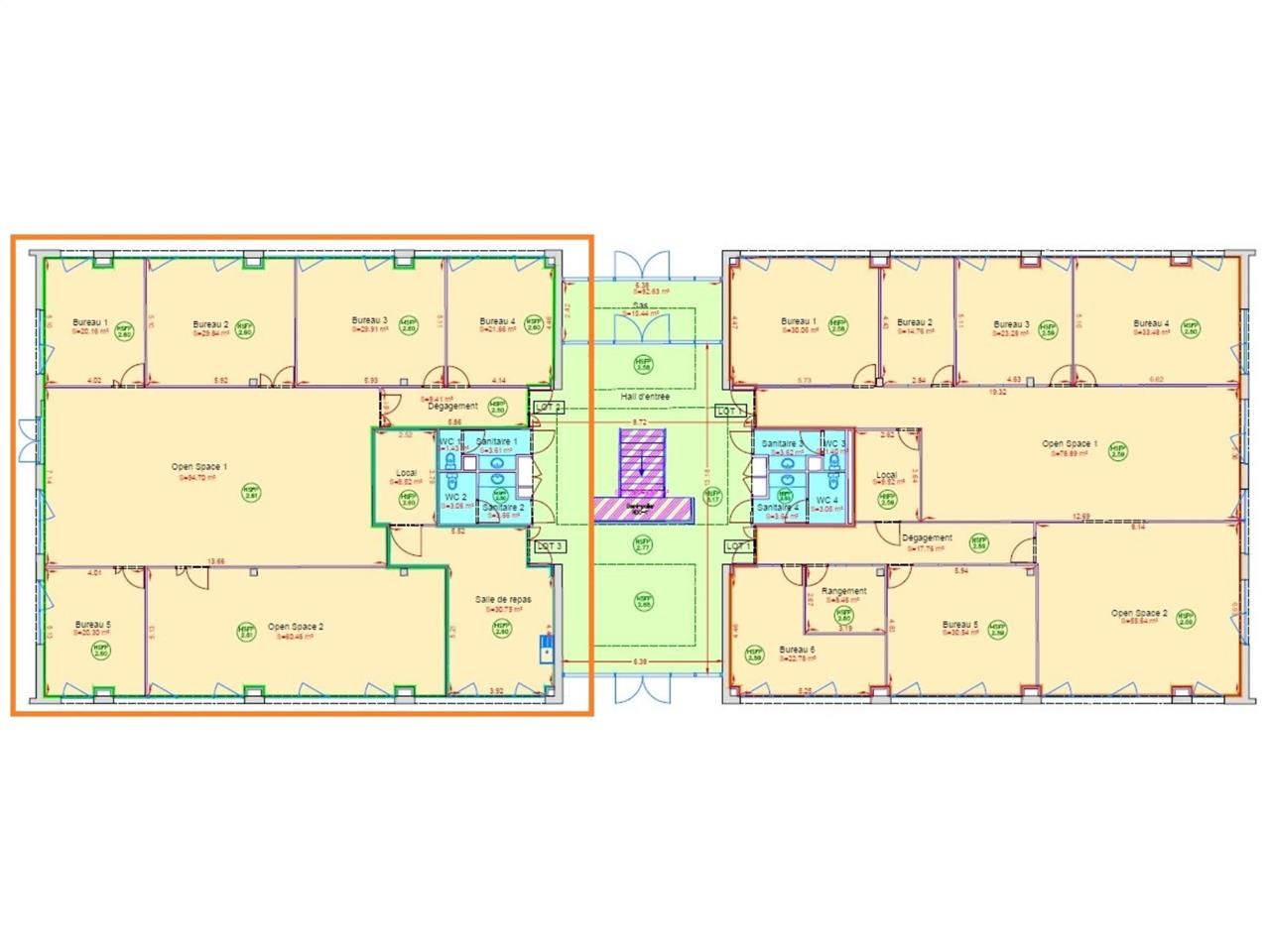 Location bureaux 2000 m² divisibles à partir de 187 m²