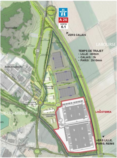 38664.6 m² pour cetentrepôts classe a en location à Labourse