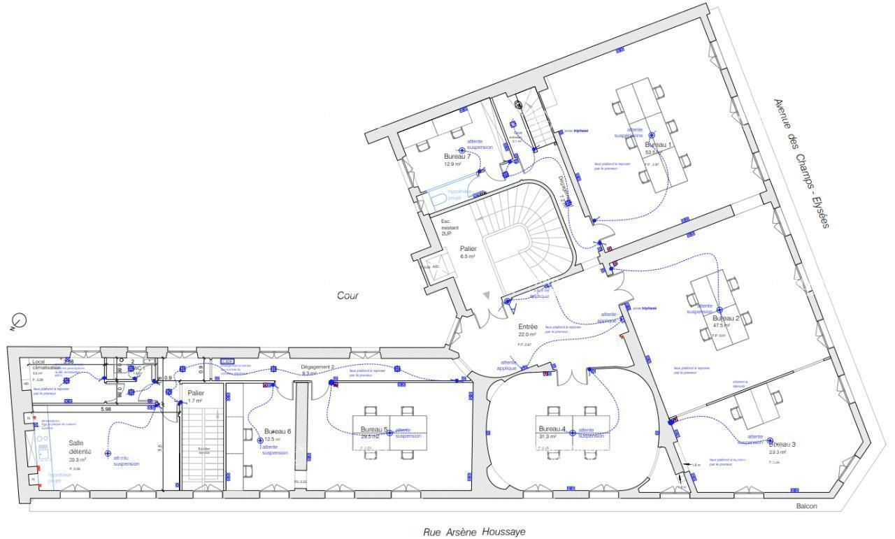 Location Bureaux 293 m² non divisibles 75008 Paris