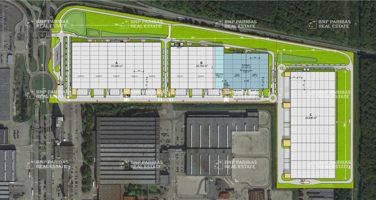 35906 m² pour cetentrepôts classe a en location à Sausheim