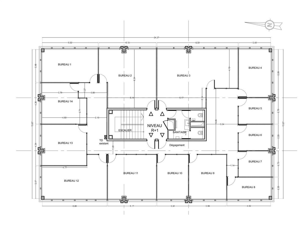Location bureaux 100 m² non divisibles