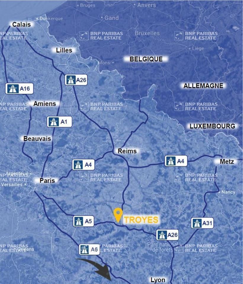 Location Entrepôts classe A 68386.02 m² non divisibles 10800 Saint-léger-prés-troyes