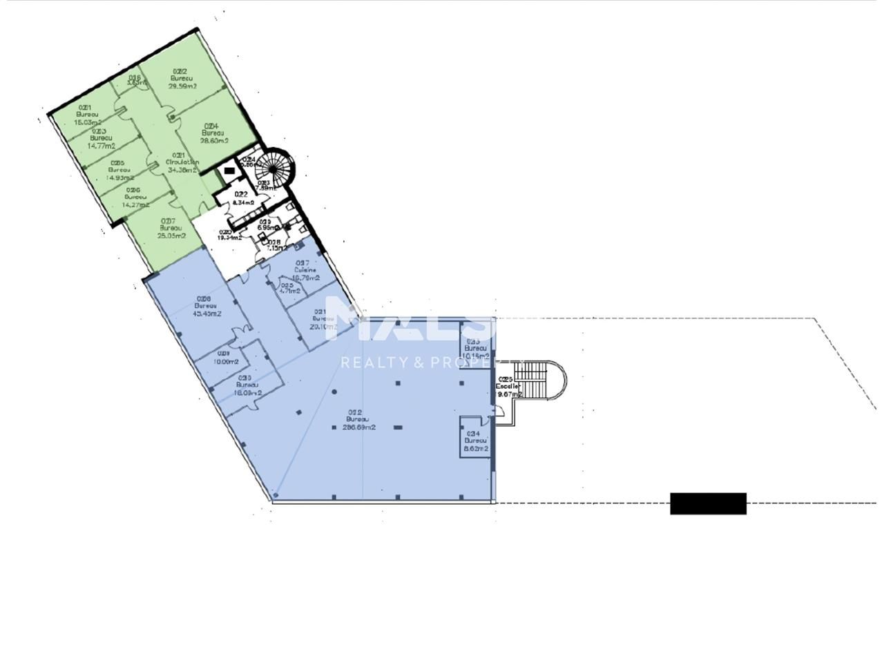 Location bureaux 899 m² divisibles à partir de 215 m²