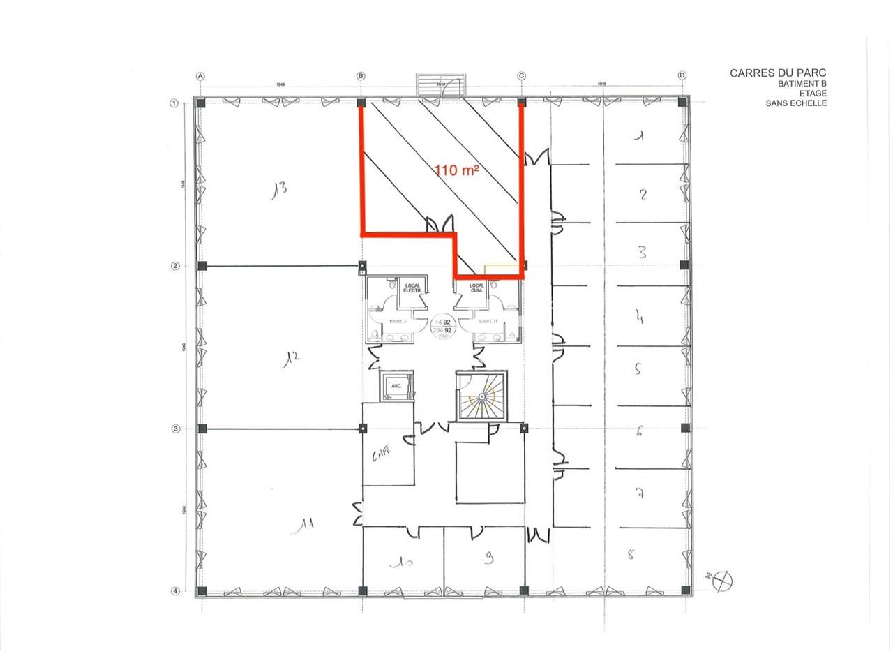 Location bureaux 466 m² divisibles à partir de 110 m²