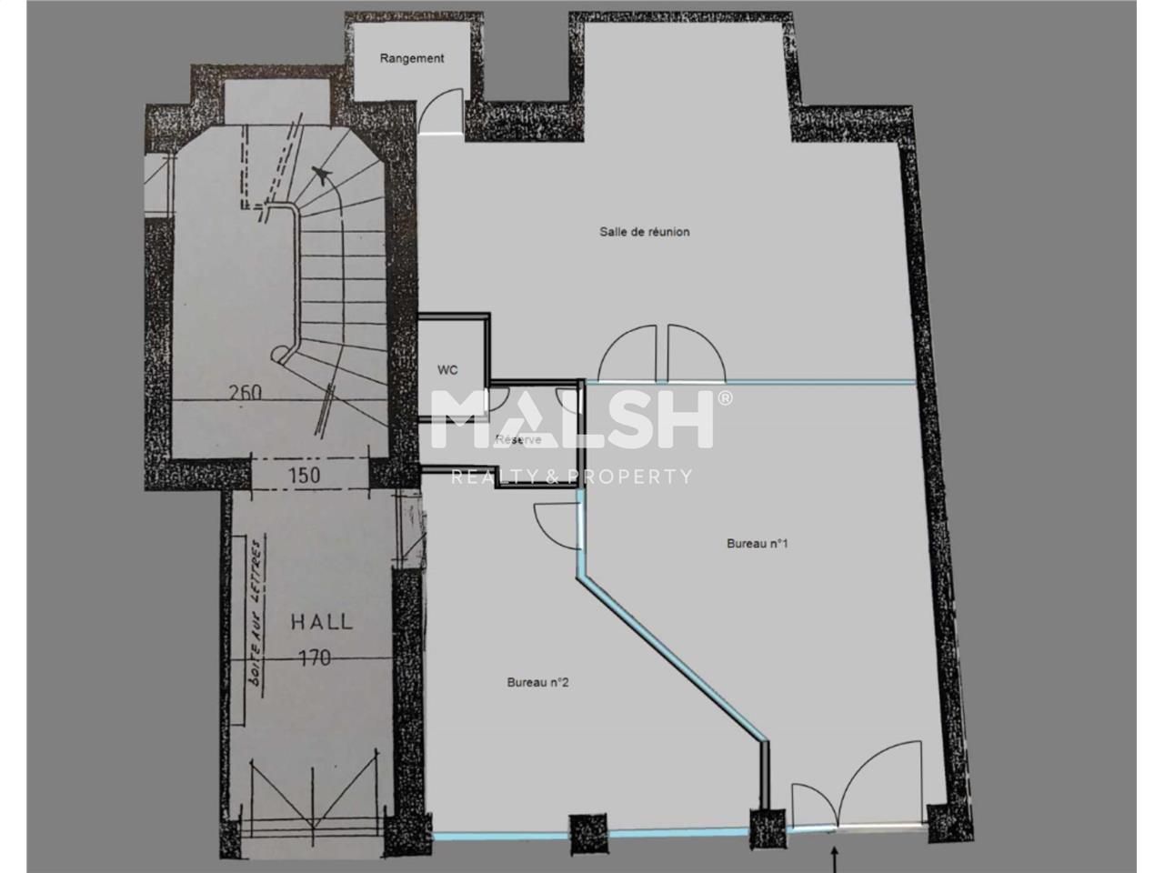 Vente bureaux 57 m² non divisibles