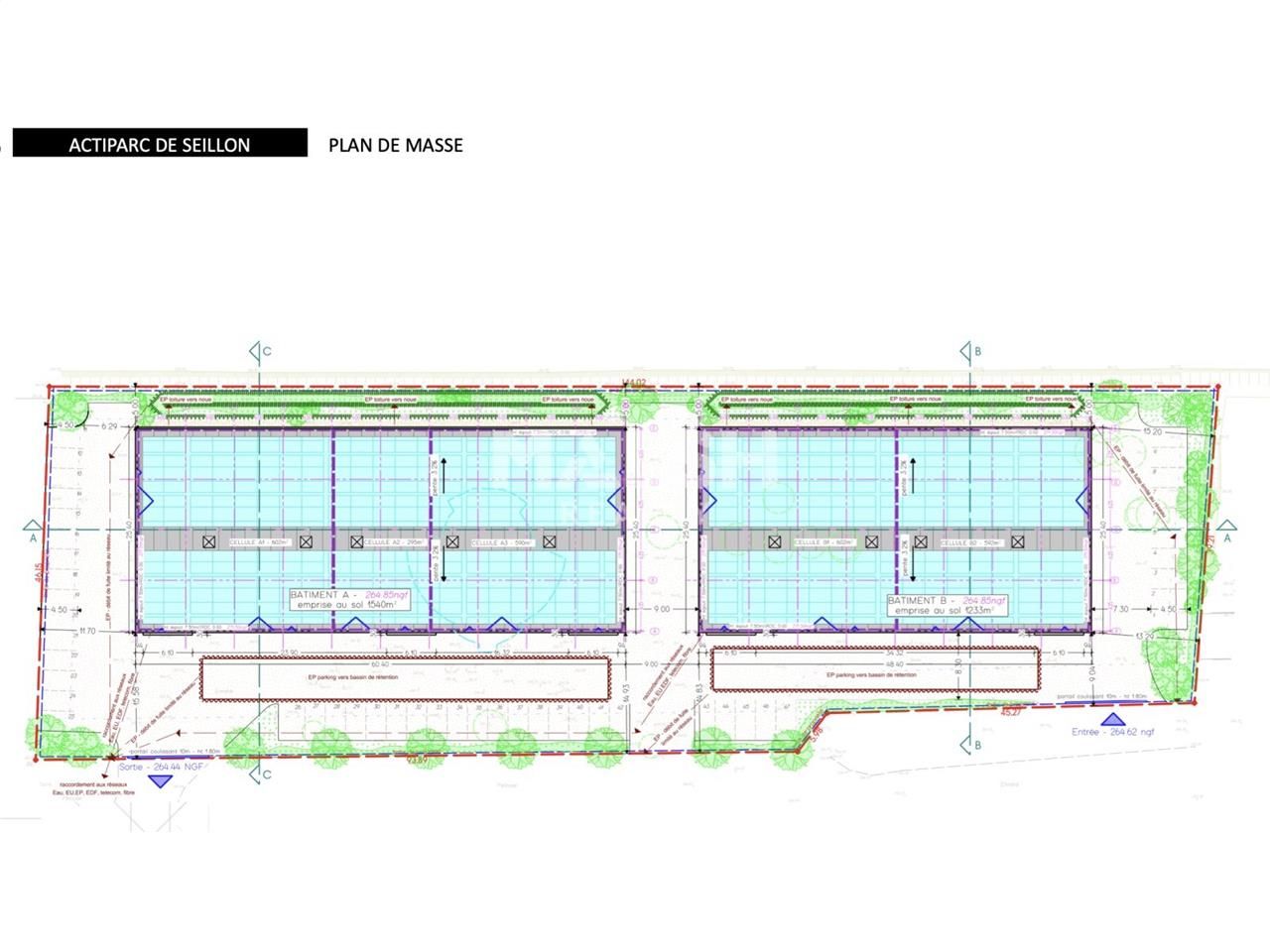 Vente entrepots 1466 m² divisibles à partir de 714 m²