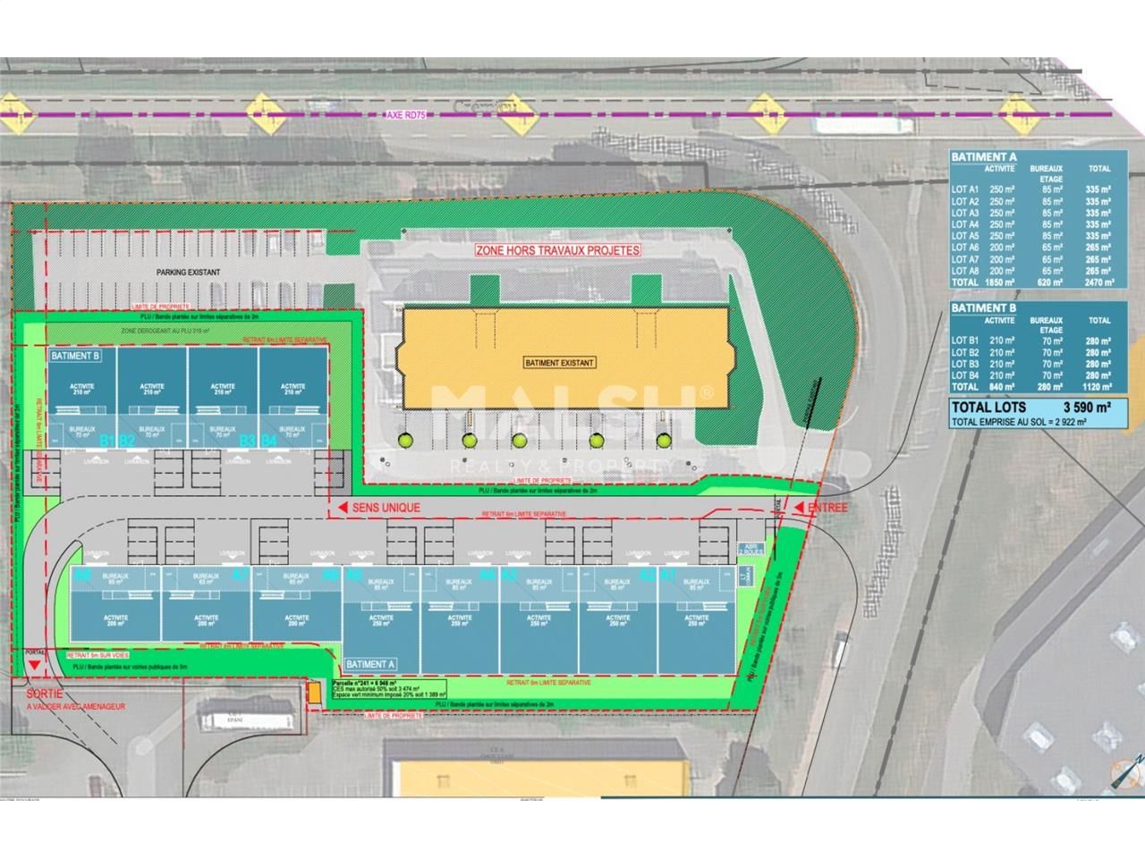 Location entrepots 1740 m² divisibles à partir de 274 m²