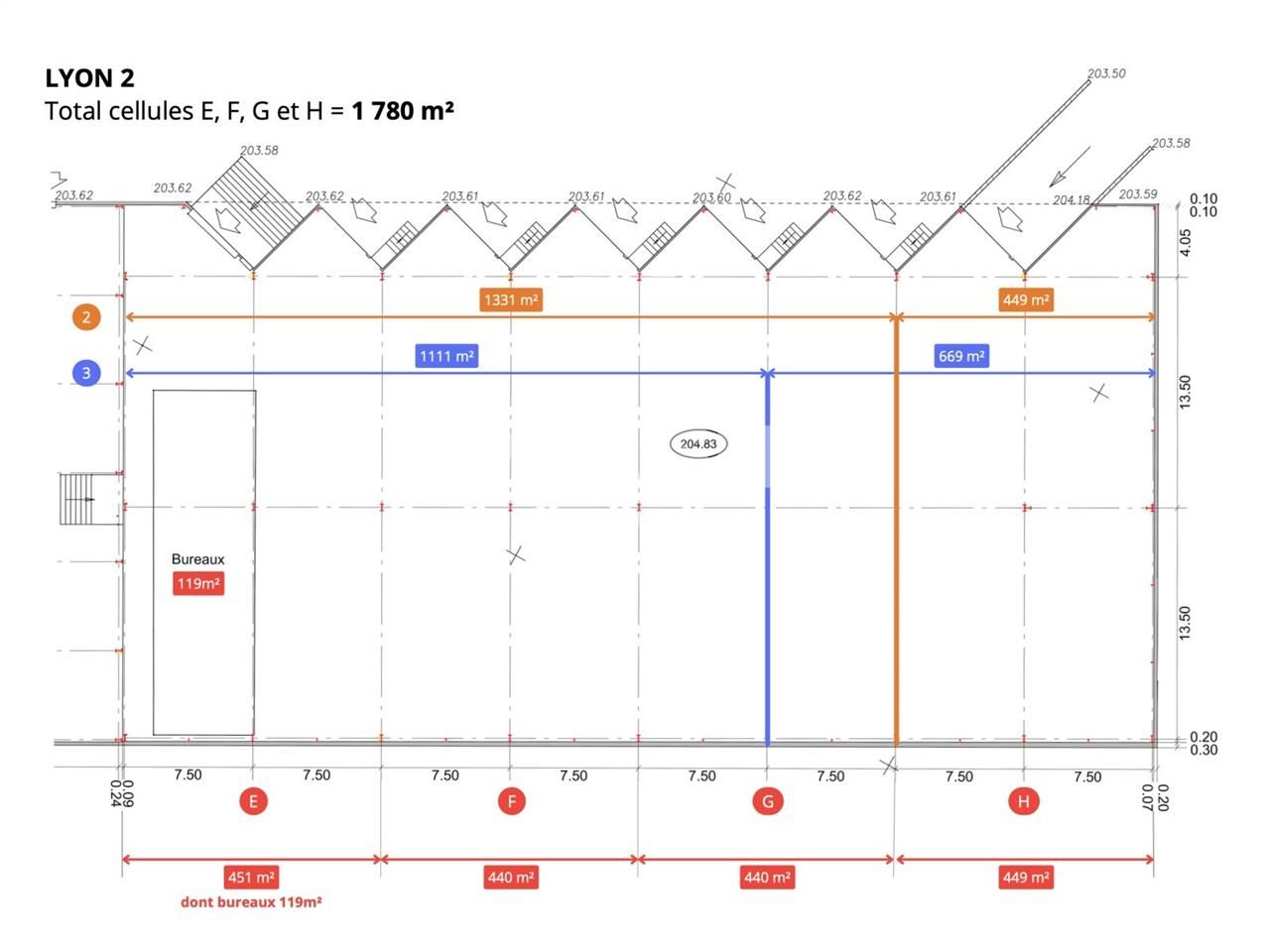Location entrepots 1780 m² divisibles à partir de 1111 m²