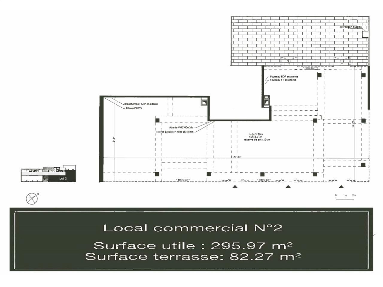 Vente locaux commerciaux 296 m² non divisibles