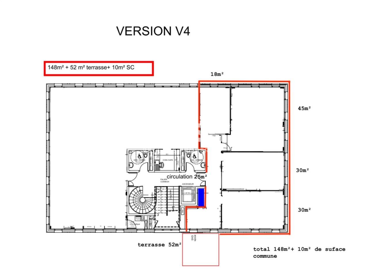 Location bureaux 158 m² non divisibles