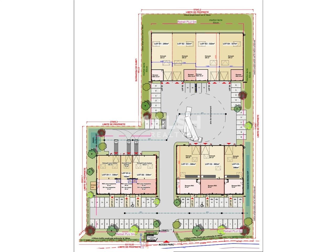 Location entrepots 493 m² divisibles à partir de 163 m²