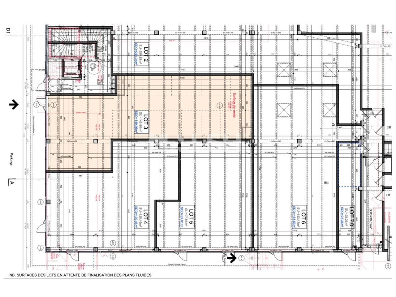 Location locaux commerciaux 149 m² non divisibles