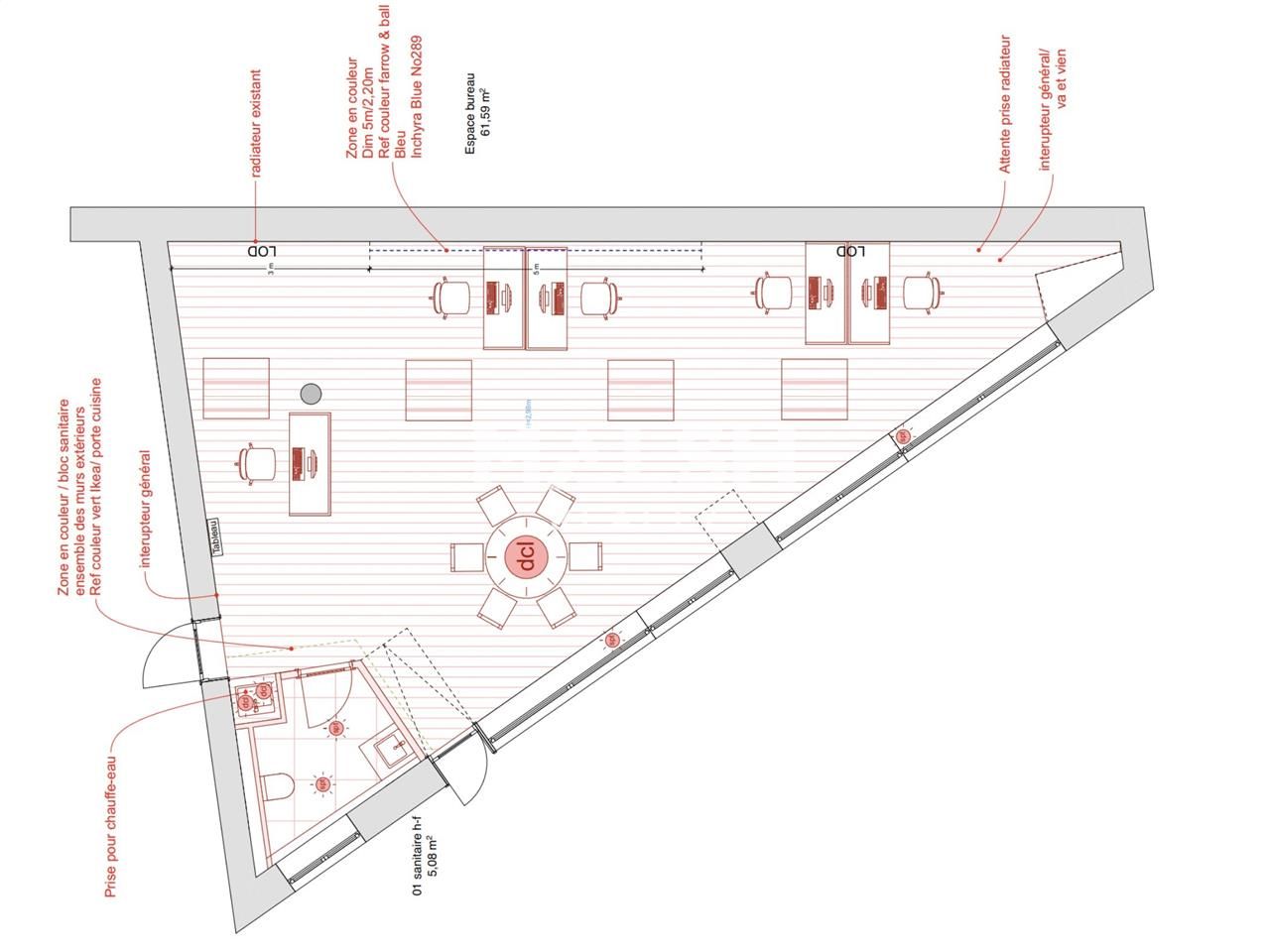 Location bureaux 67 m² non divisibles