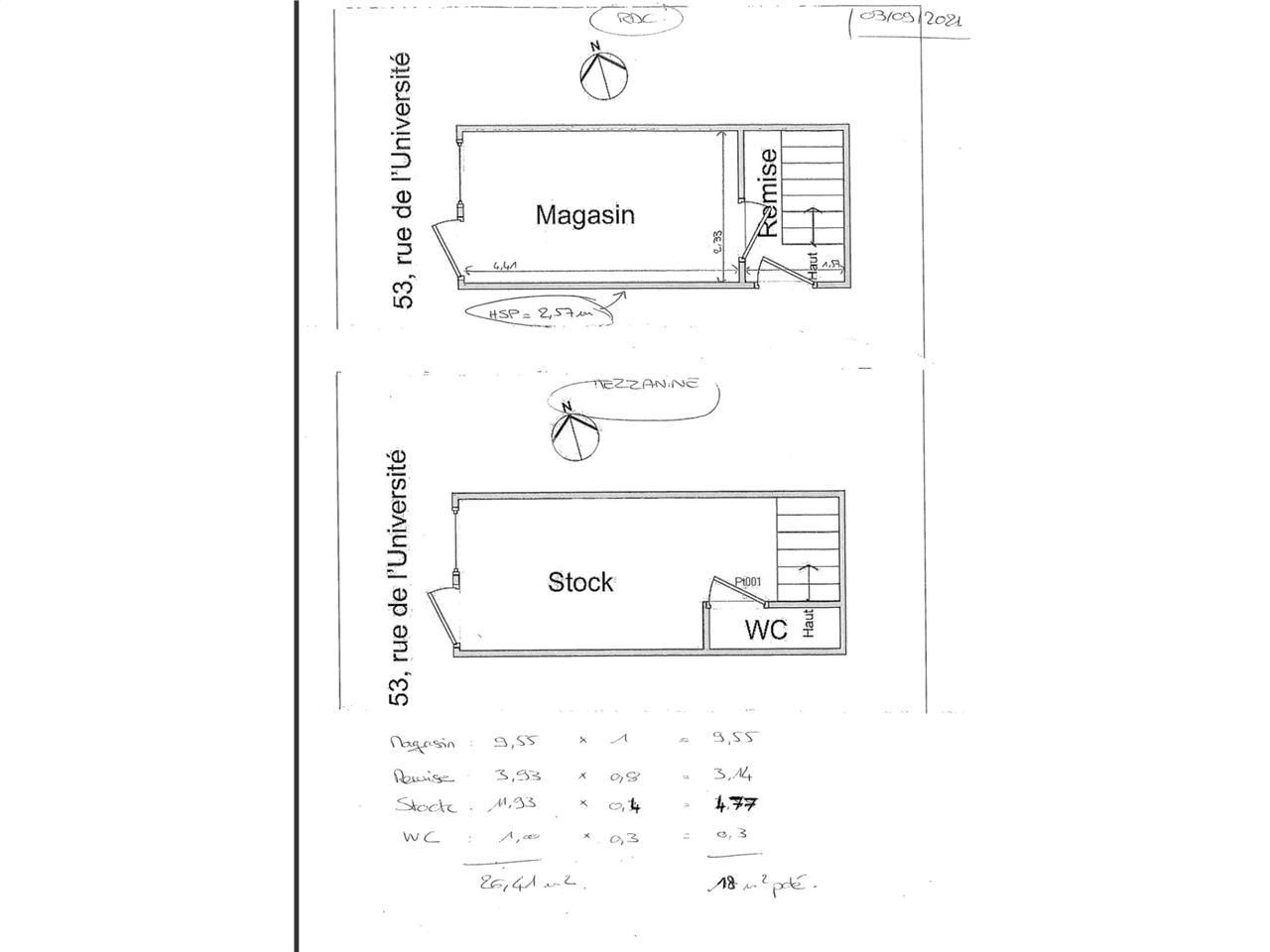 Location locaux commerciaux 26 m² non divisibles