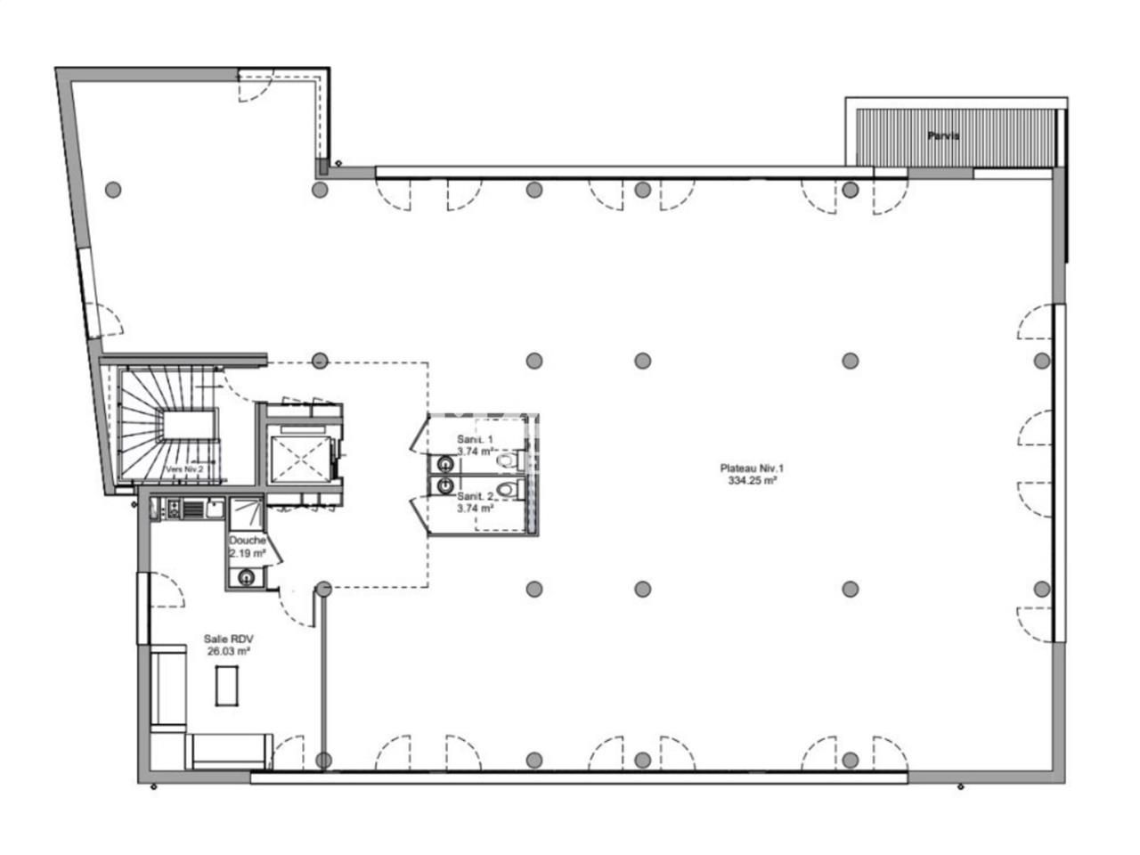 Location bureaux 370 m² divisibles à partir de 171 m²