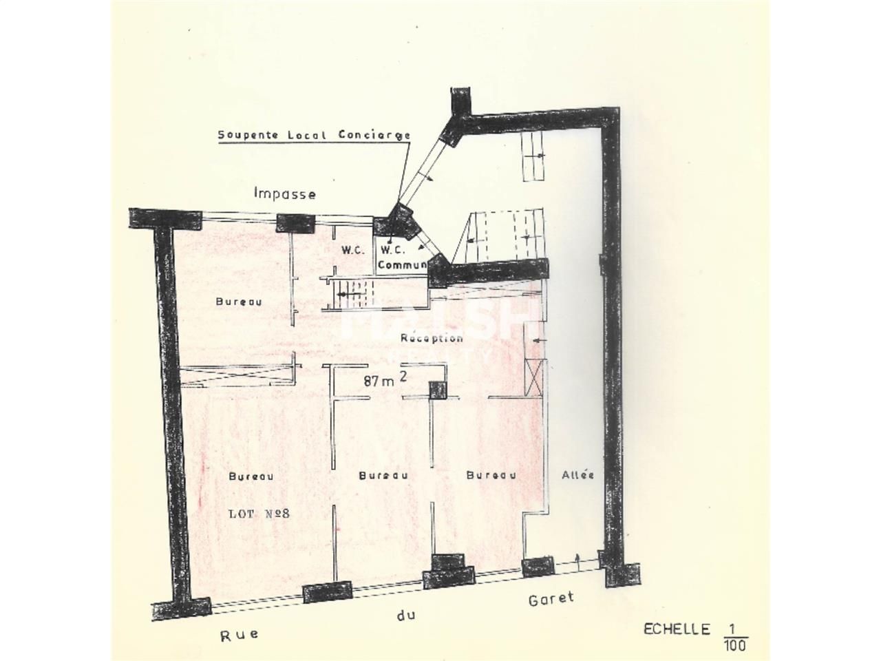 Location bureaux 87 m² non divisibles