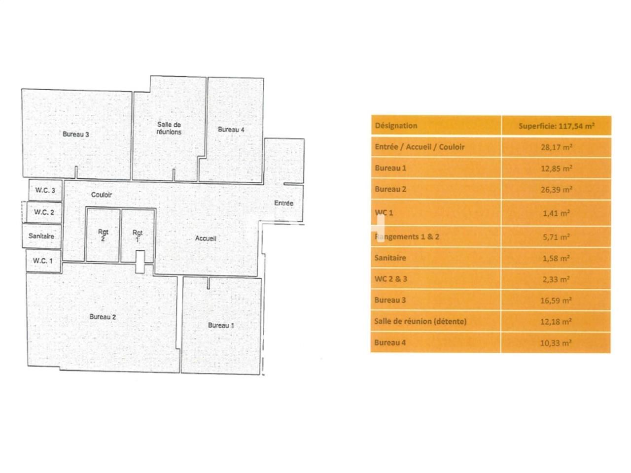 Vente bureaux 201 m² non divisibles