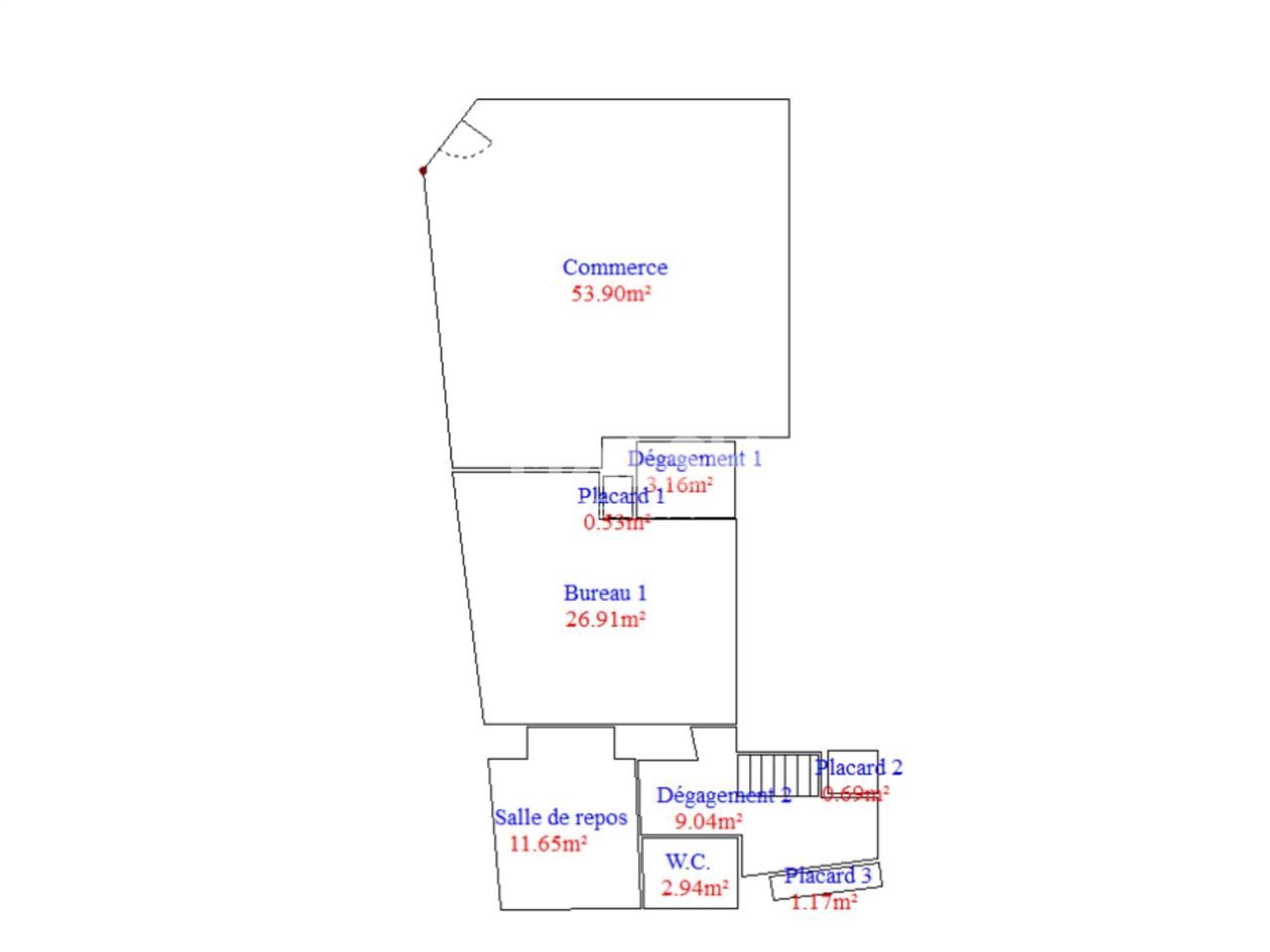 Location locaux commerciaux 133 m² non divisibles
