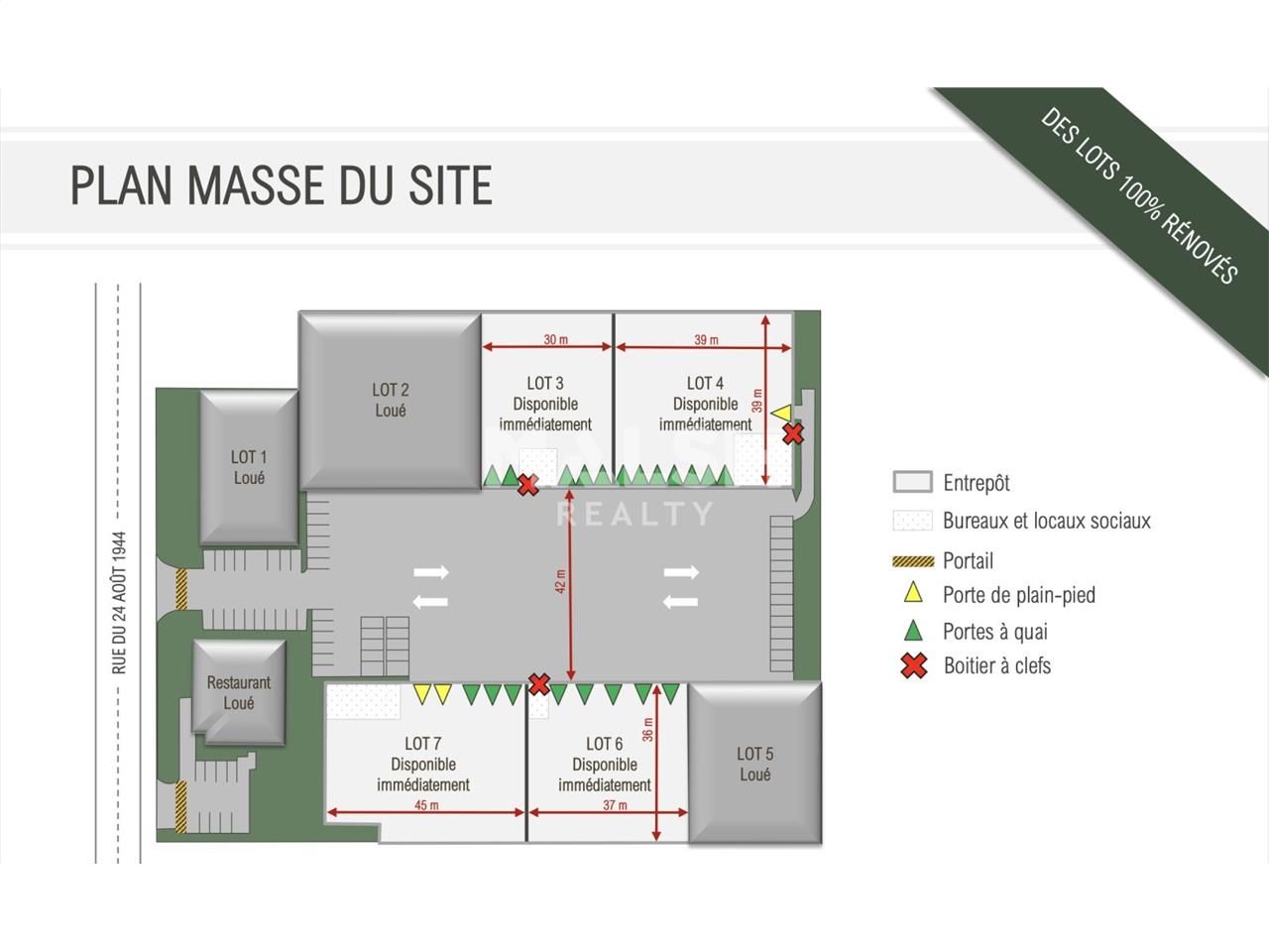 Location entrepots 6061 m² divisibles à partir de 1247 m²