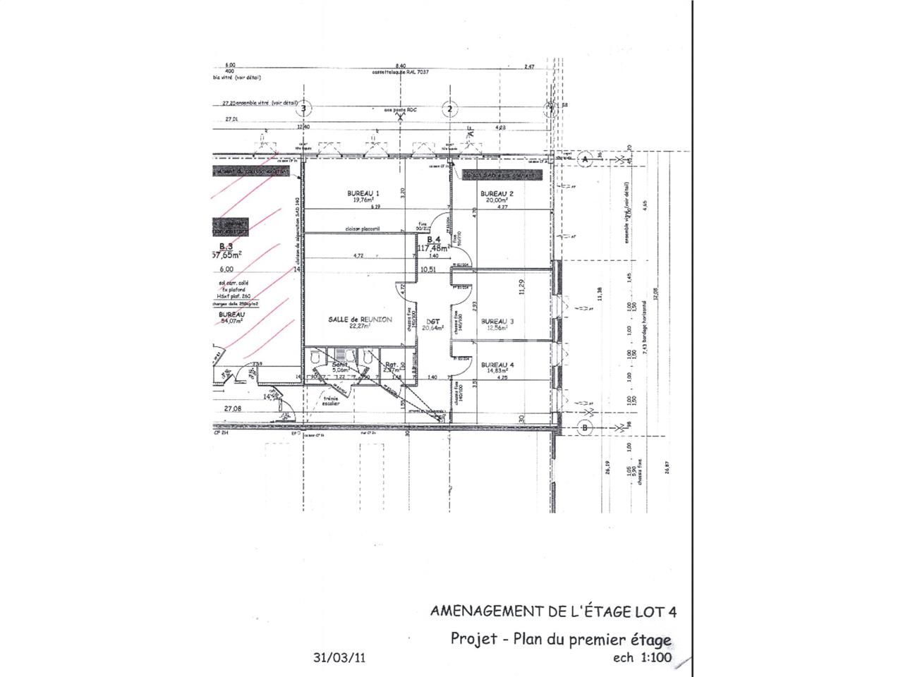 Location bureaux 120 m² non divisibles
