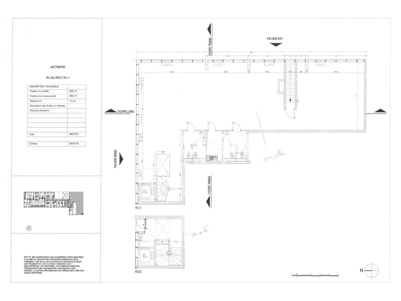 Location bureaux 226 m² non divisibles