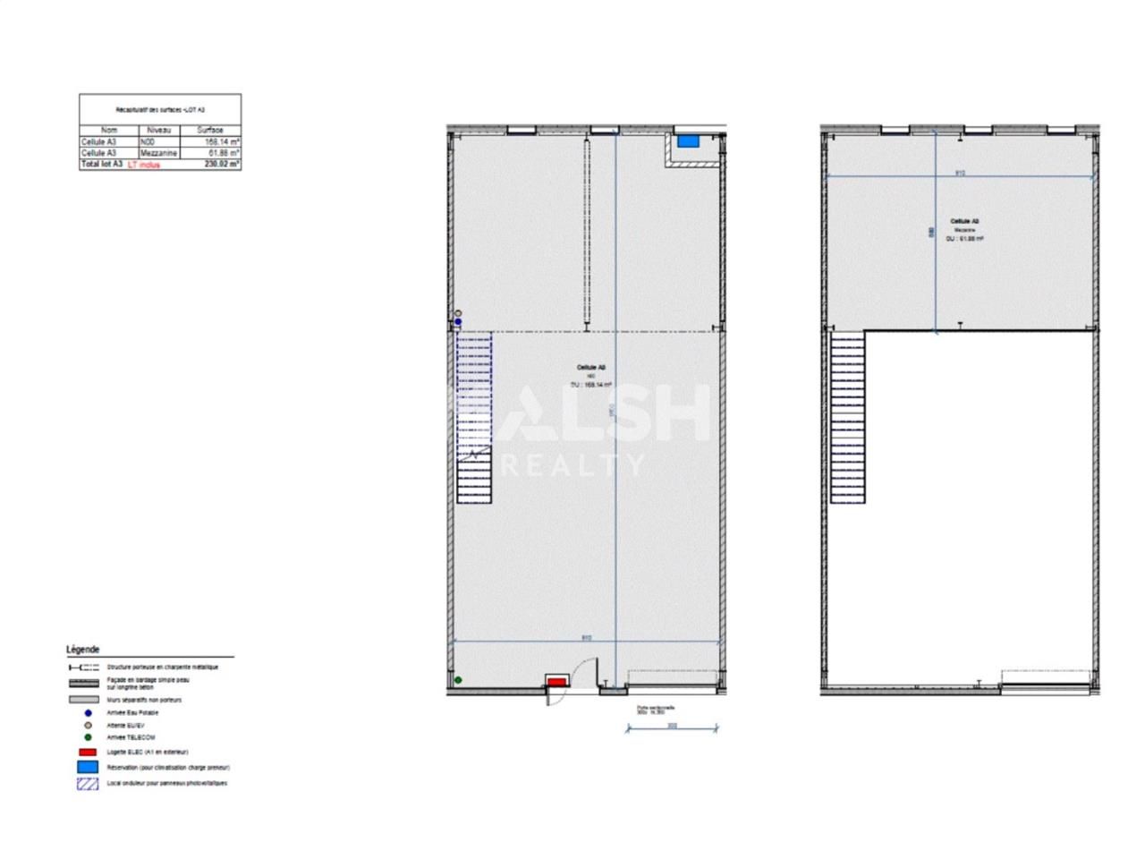 Vente entrepots 948 m² divisibles à partir de 230 m²