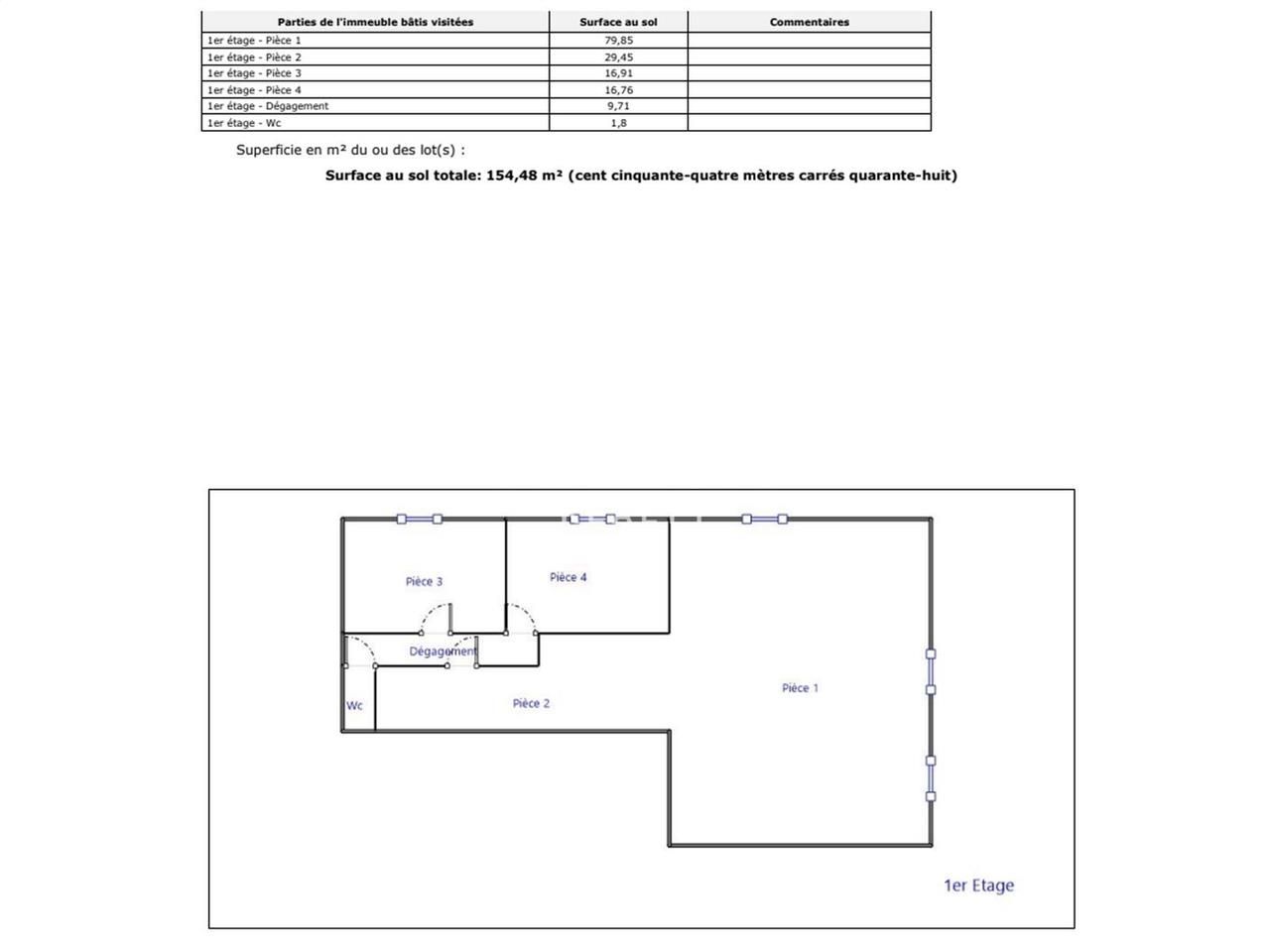 Location bureaux 154 m² non divisibles