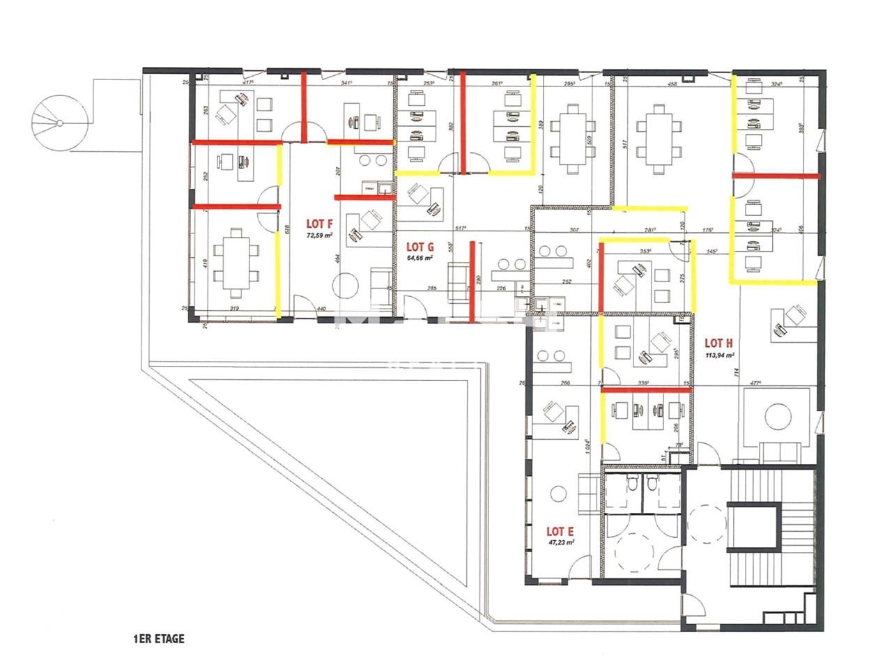 Location bureaux 46 m² non divisibles