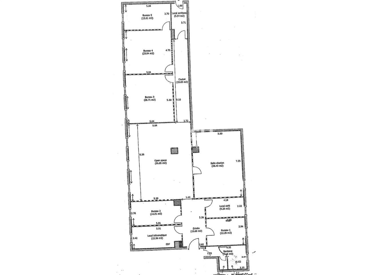 Location bureaux 252 m² non divisibles