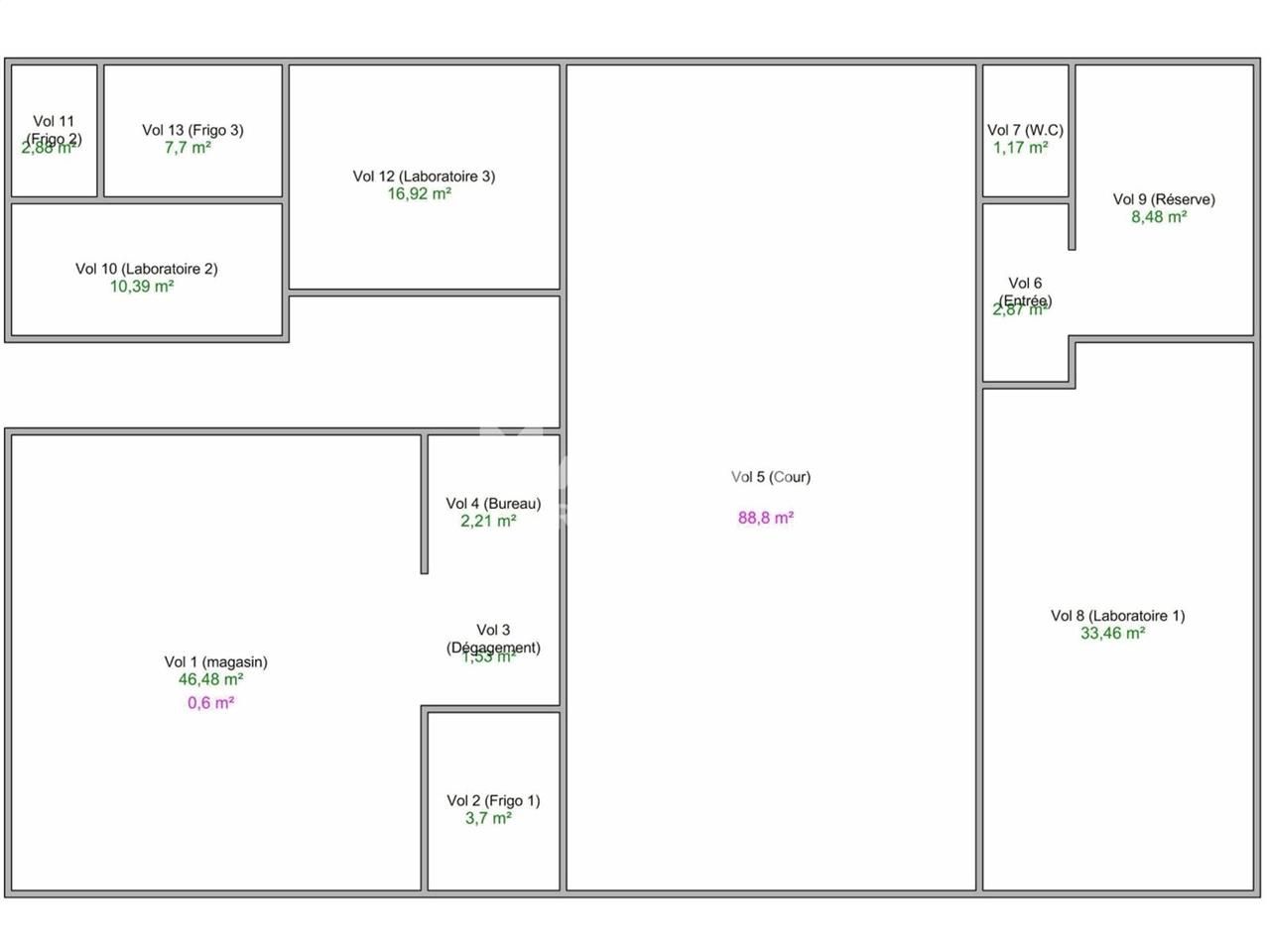 Location locaux commerciaux 227 m² non divisibles