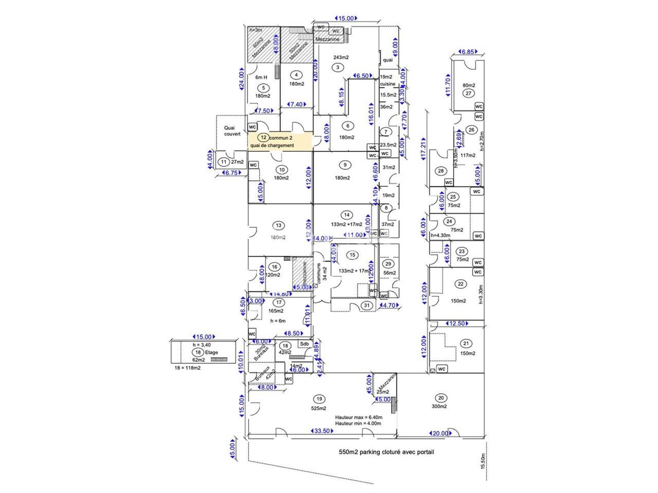 Location bureaux 225 m² divisibles à partir de 92 m²