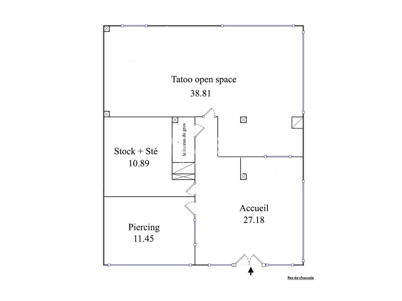 Location locaux commerciaux 89 m² non divisibles
