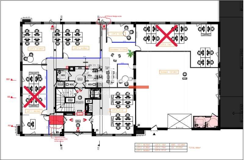 Location bureaux 56 m² non divisibles