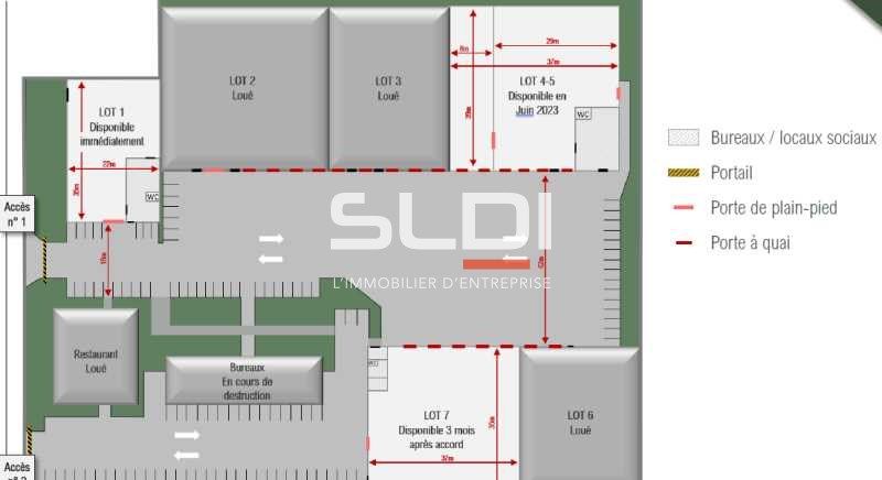 Location entrepots 1298 m² non divisibles
