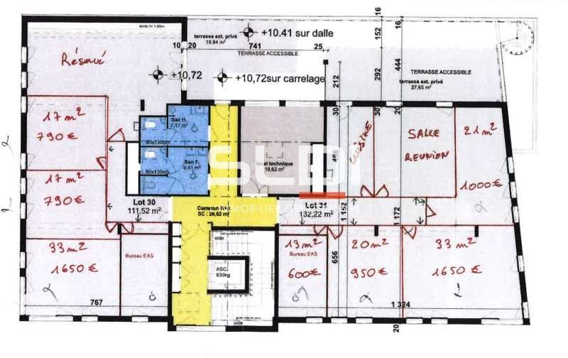 Location bureaux 51 m² divisibles à partir de 13 m²