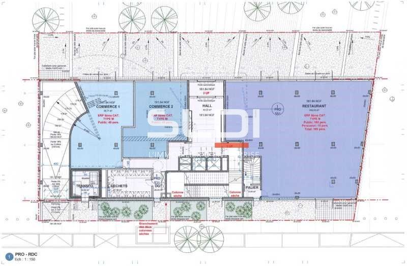 Location locaux commerciaux 430 m² divisibles à partir de 90 m²