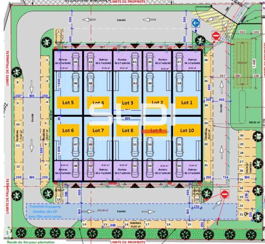 Location entrepots 1407 m² divisibles à partir de 201 m²