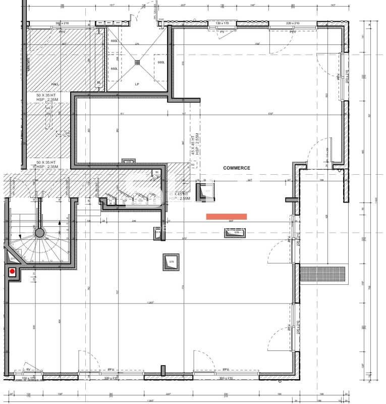 Location locaux commerciaux 156 m² non divisibles