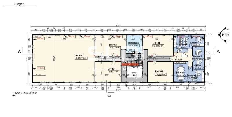Location bureaux 53 m² non divisibles