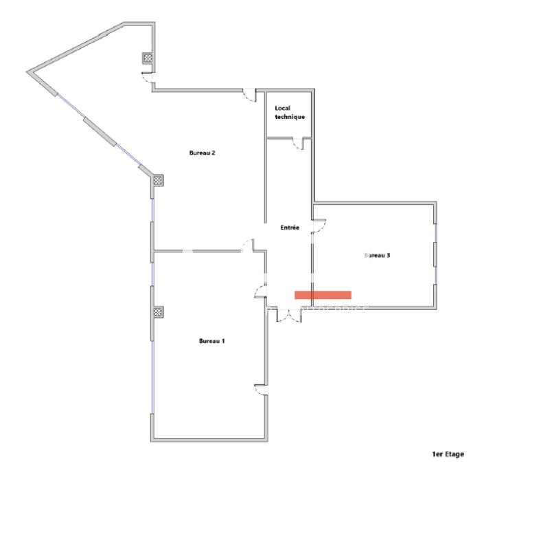 Location bureaux 112 m² non divisibles