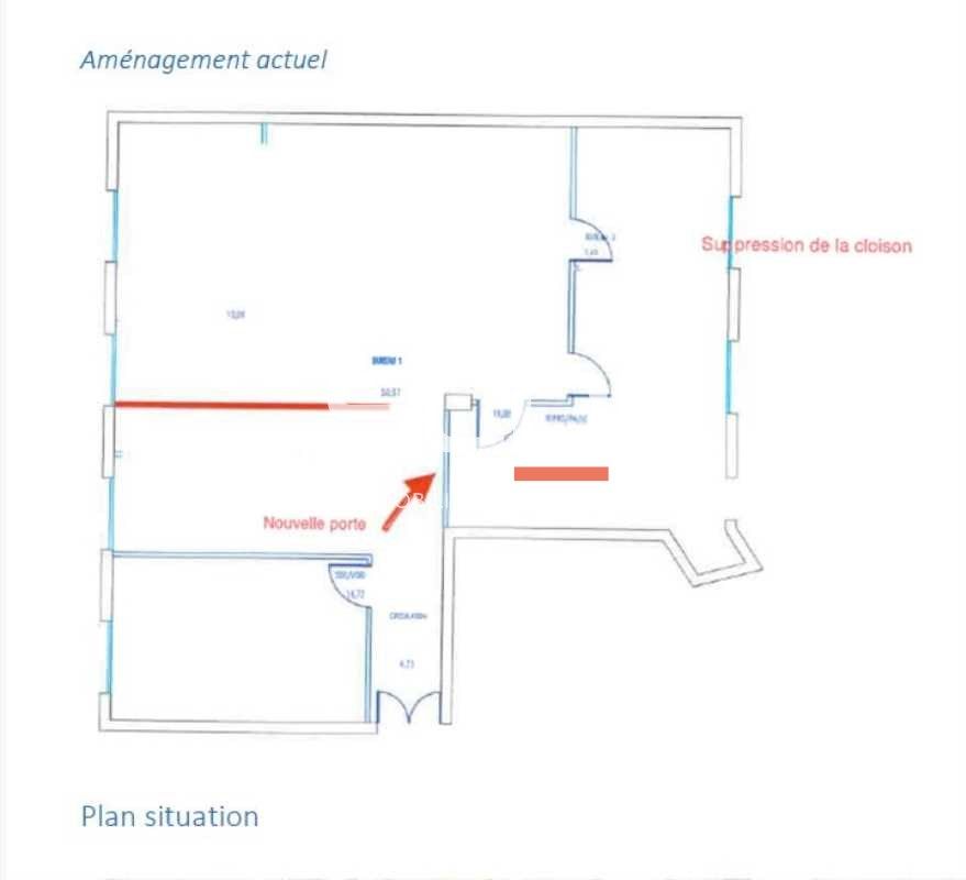 Location bureaux 126 m² non divisibles