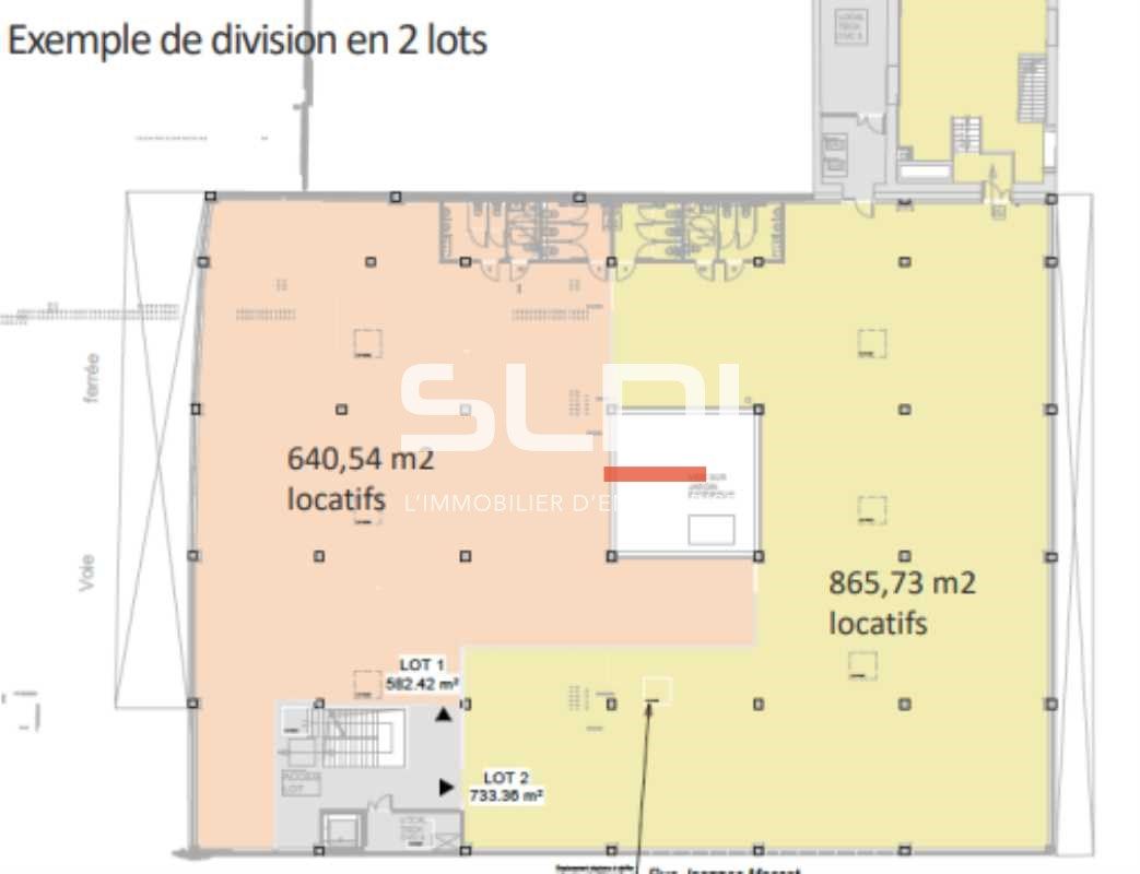Location bureaux 1483 m² non divisibles