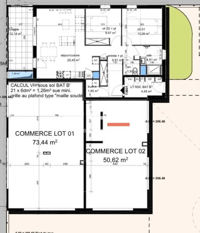 Location locaux commerciaux 50 m² non divisibles