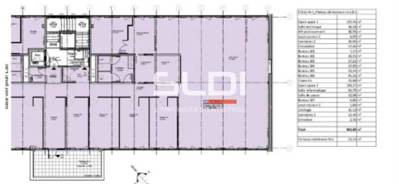Location bureaux 850 m² non divisibles