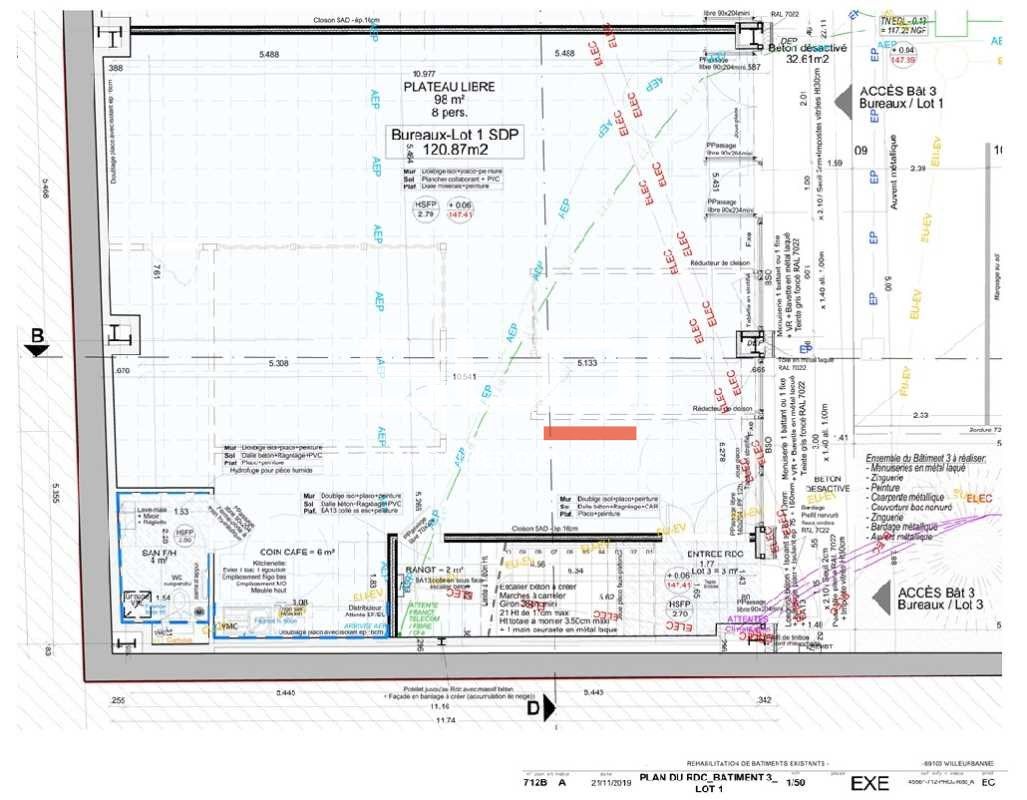 Location bureaux 233 m² non divisibles