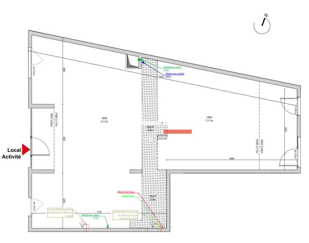 Location locaux commerciaux 99 m² non divisibles