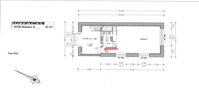 Location bureaux 110 m² non divisibles