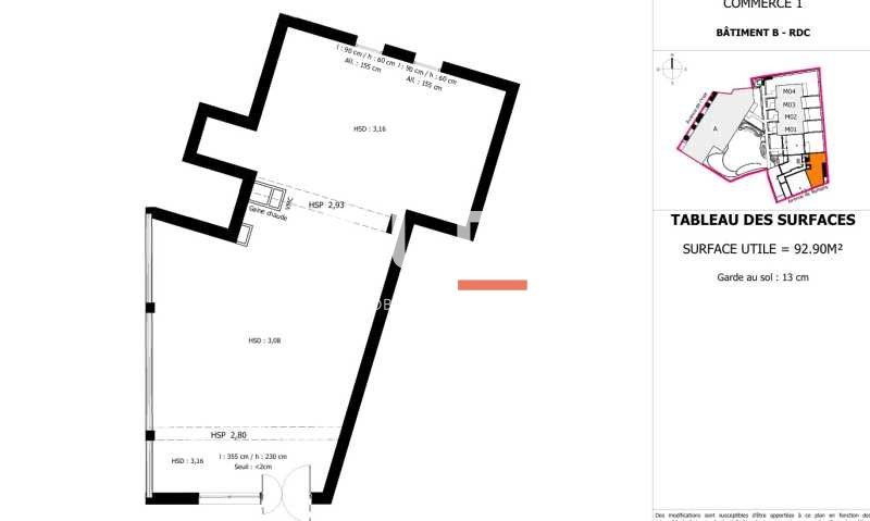 Vente locaux commerciaux 173 m² divisibles à partir de 80 m²